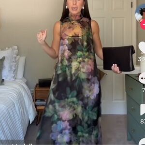 Julia Jordan Organza Satin Overlay Gown